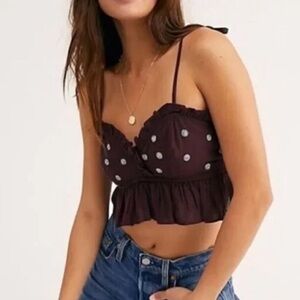 Intimately Free People On A Star Cropped Ruffle Hem Cami Size Medium Plum Purple